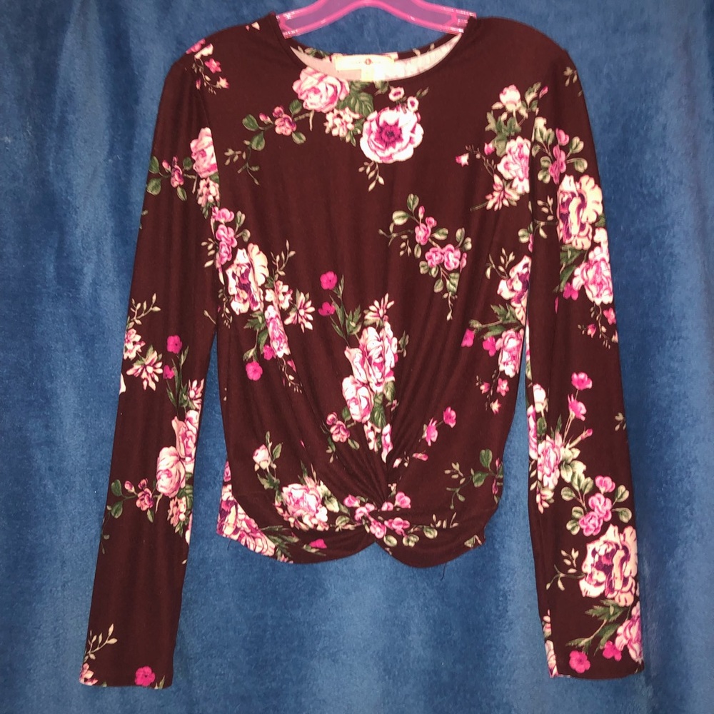 A long sleeve flower tie shirt